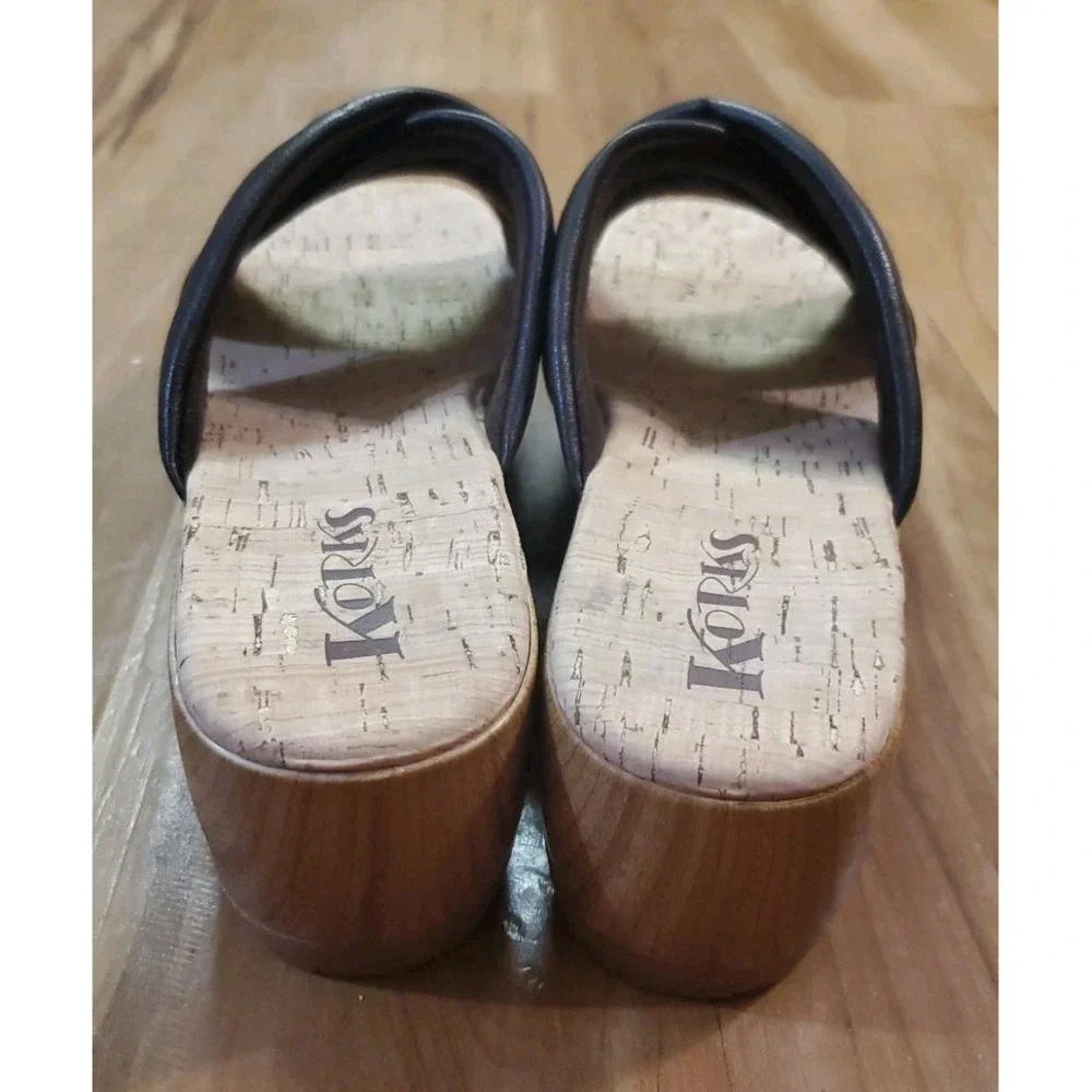 Korks Faithe Platform Wedge Womens Sandal Size 11 Dark Brown Strap Cork Heels